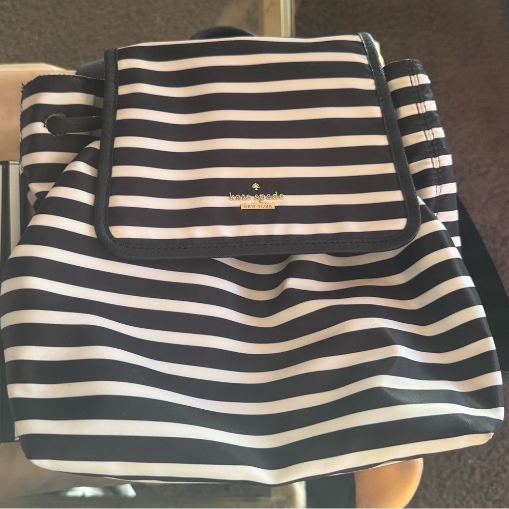 Kate Spade Black and White Striped Women's Bag with Wallet